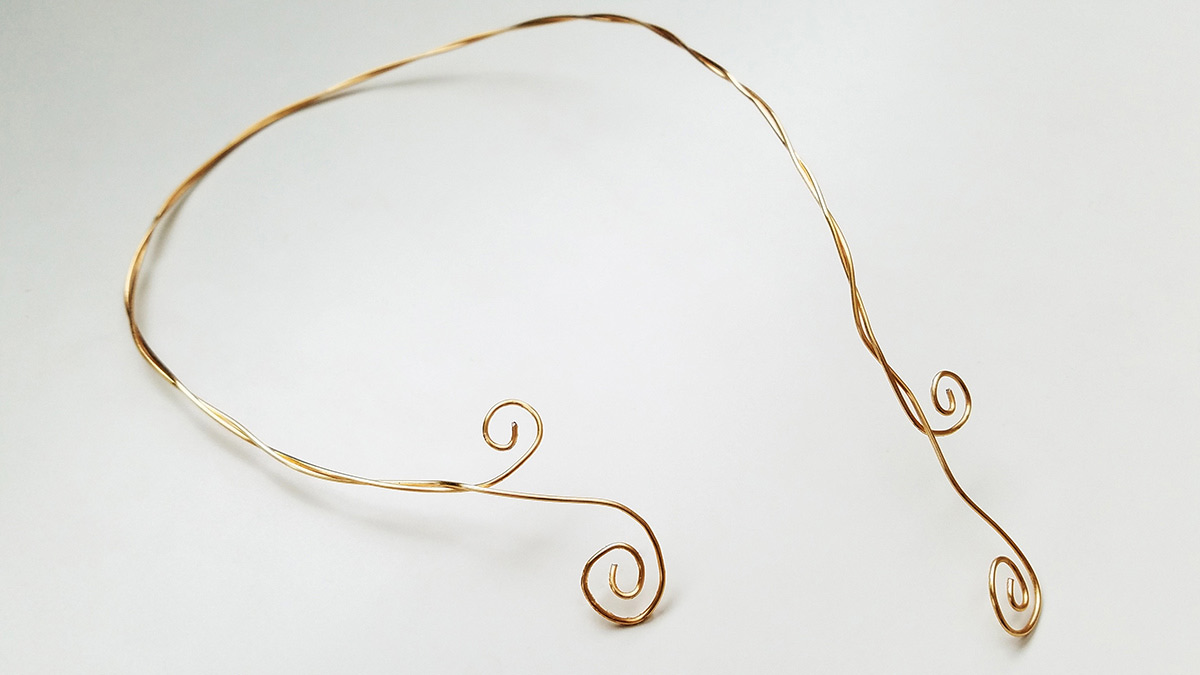 3 Gold Wire Swirl Cuff Pieces Necklace