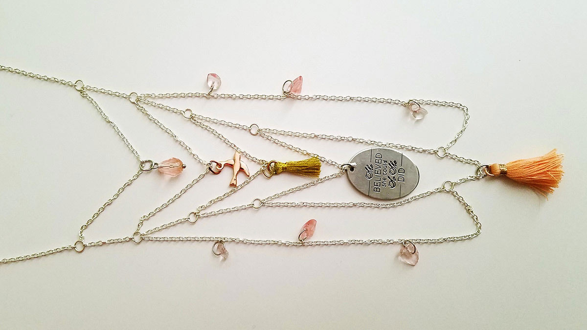 Pink Believe Layered Necklace Display