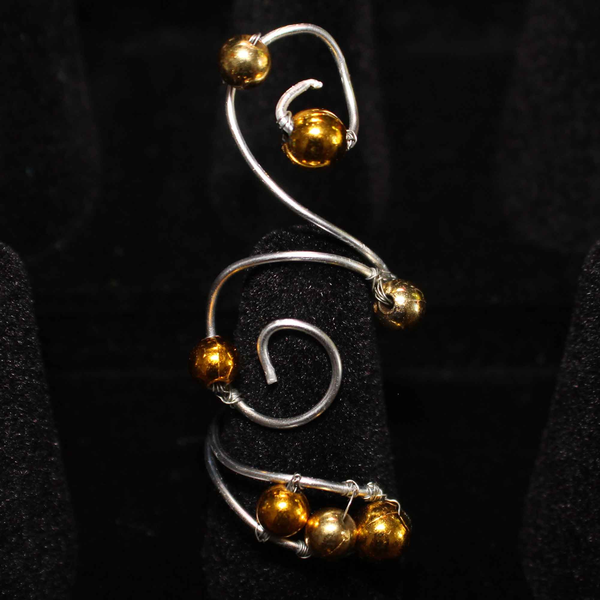 Gold Beads Swirl Wire Ring